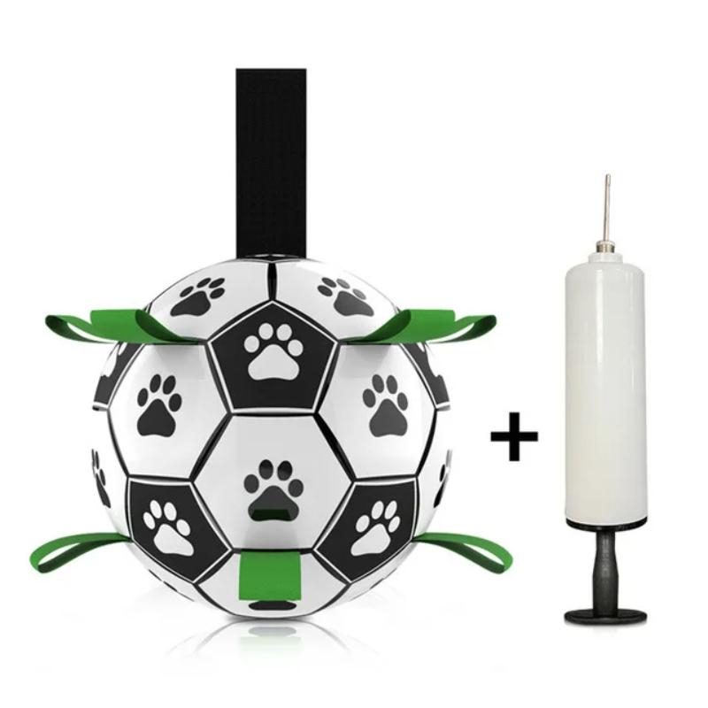 Interactive Dog Soccer Ball with Straps – Durable Fetch and Tug Toy