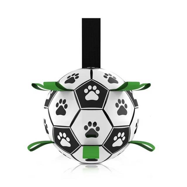 Interactive Dog Soccer Ball with Straps – Durable Fetch and Tug Toy