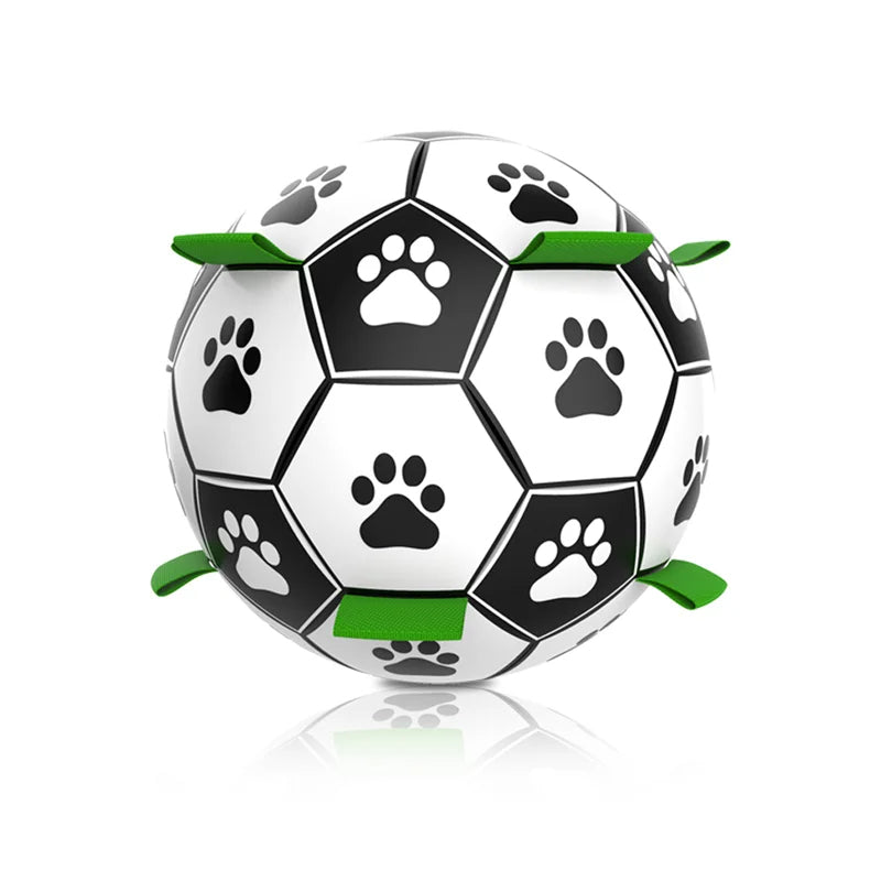 Interactive Dog Soccer Ball with Straps – Durable Fetch and Tug Toy
