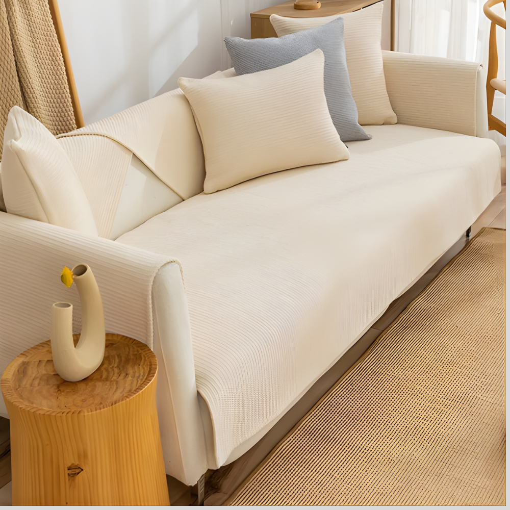 Natural Fabric Couch Slipcover Set