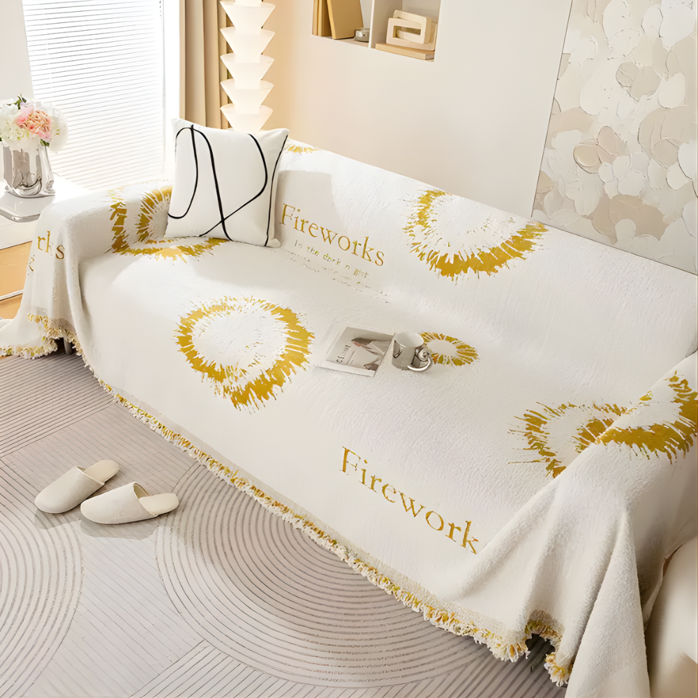 Soft Reversible Chenille Couch Throw Cover