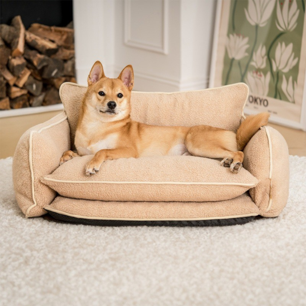 Plush Pet Double Layer Striped Couch Bed