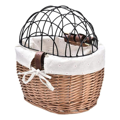 Cat Front Bike Basket Carrier Handwoven