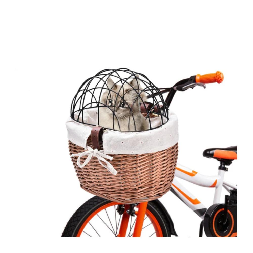 Cat Front Bike Basket Carrier Handwoven