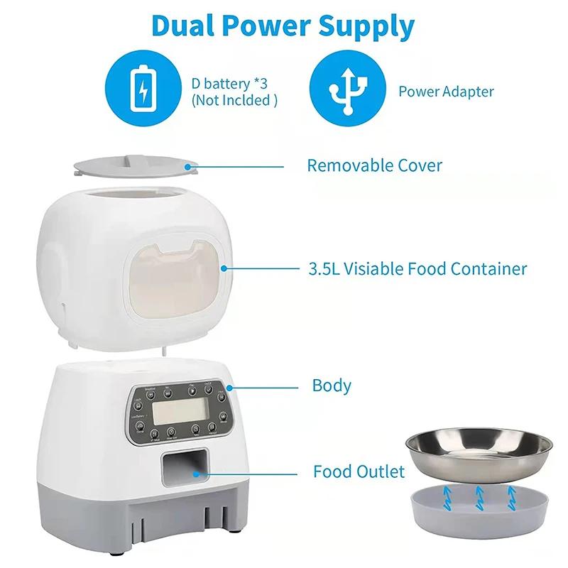 3.5L Automatic Pet Feeder – Programmable Food Dispenser for Cats and Dogs