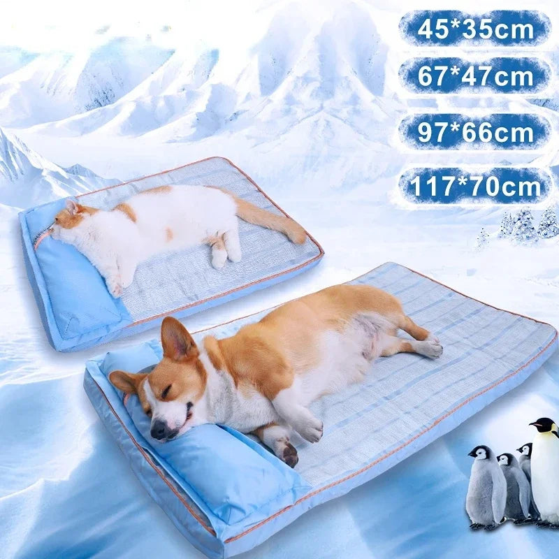 Summer Cat & Dog Cool Mat - Memory Foam Dog Sofa with Pillow