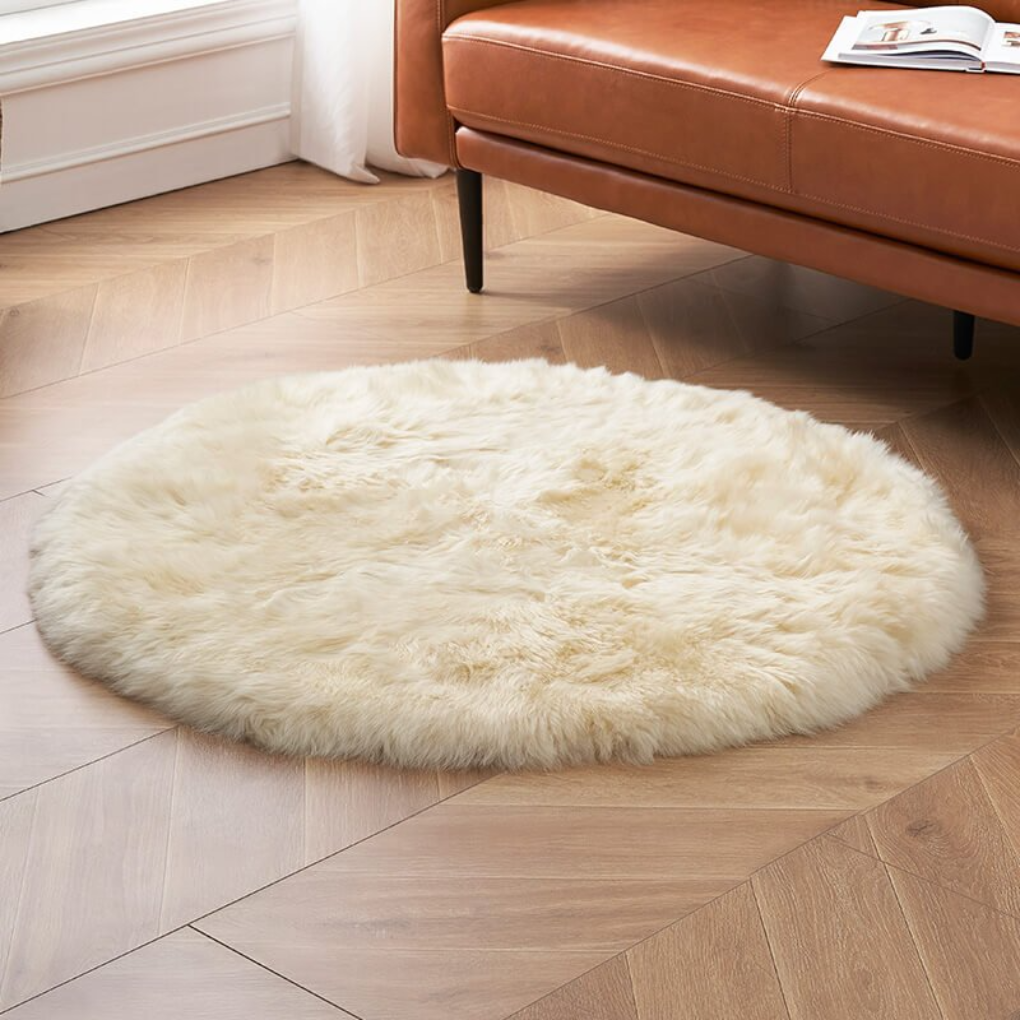 Plush Sheepskin Circular Floor Mat