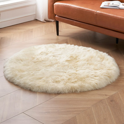 Plush Sheepskin Circular Floor Mat