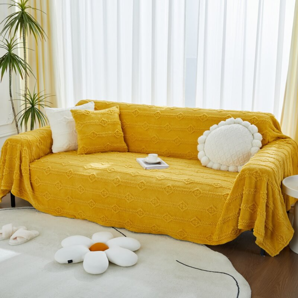 Plush Fuzzy Synthetic Fur Couch Cover