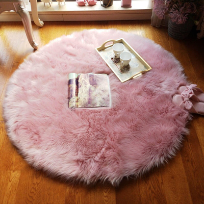 Plush Sheepskin Circular Floor Mat