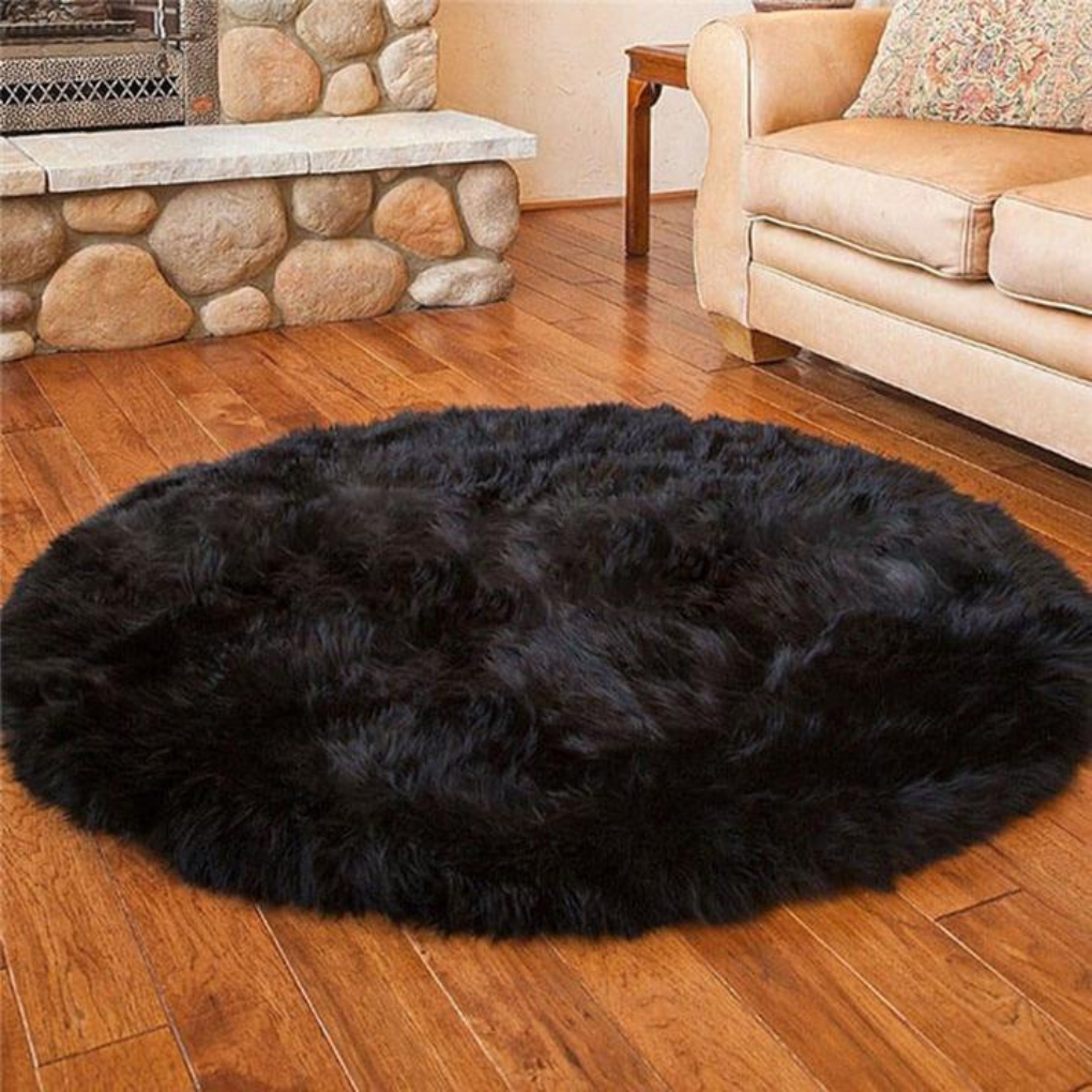 Plush Sheepskin Circular Floor Mat