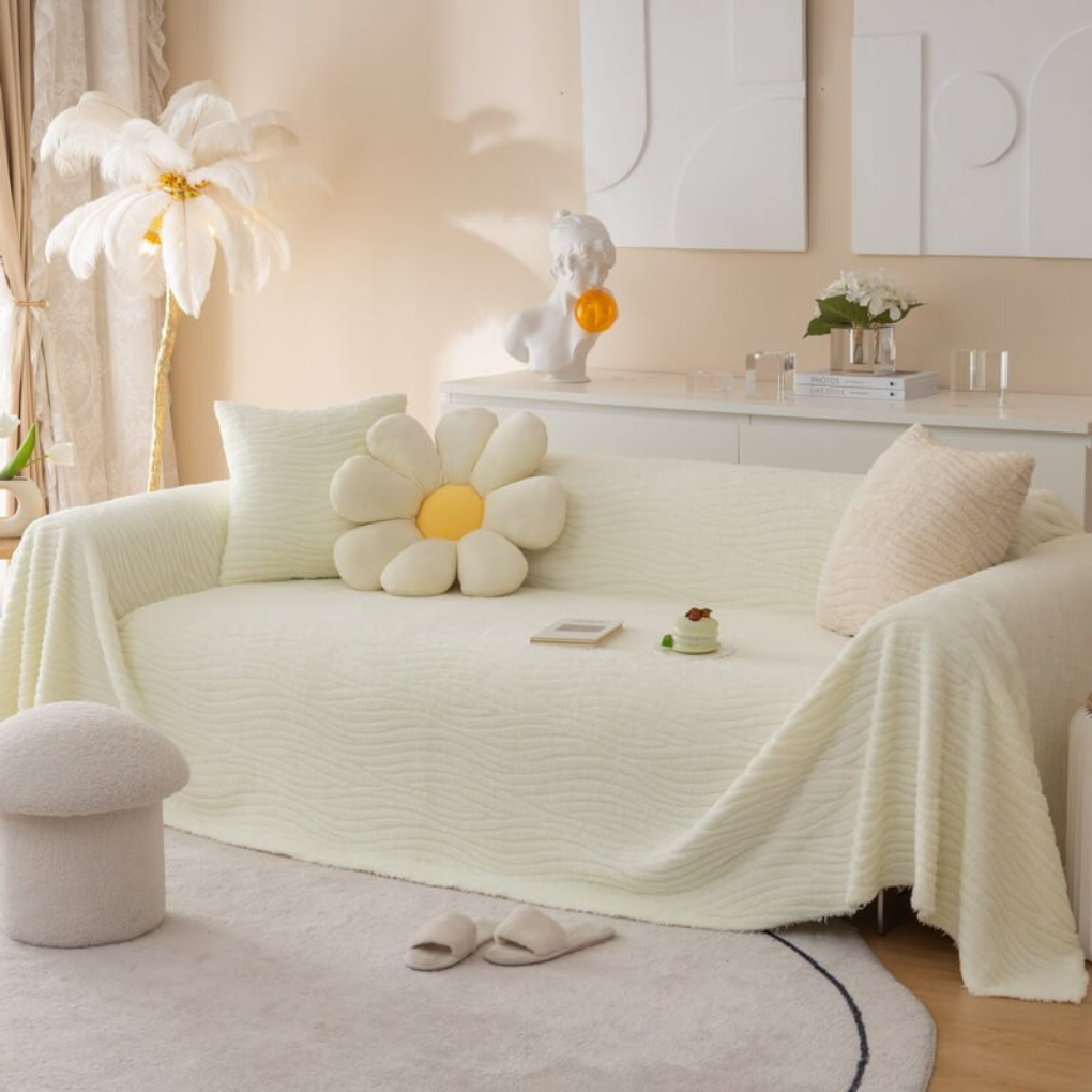 Plush Fuzzy Synthetic Fur Couch Cover