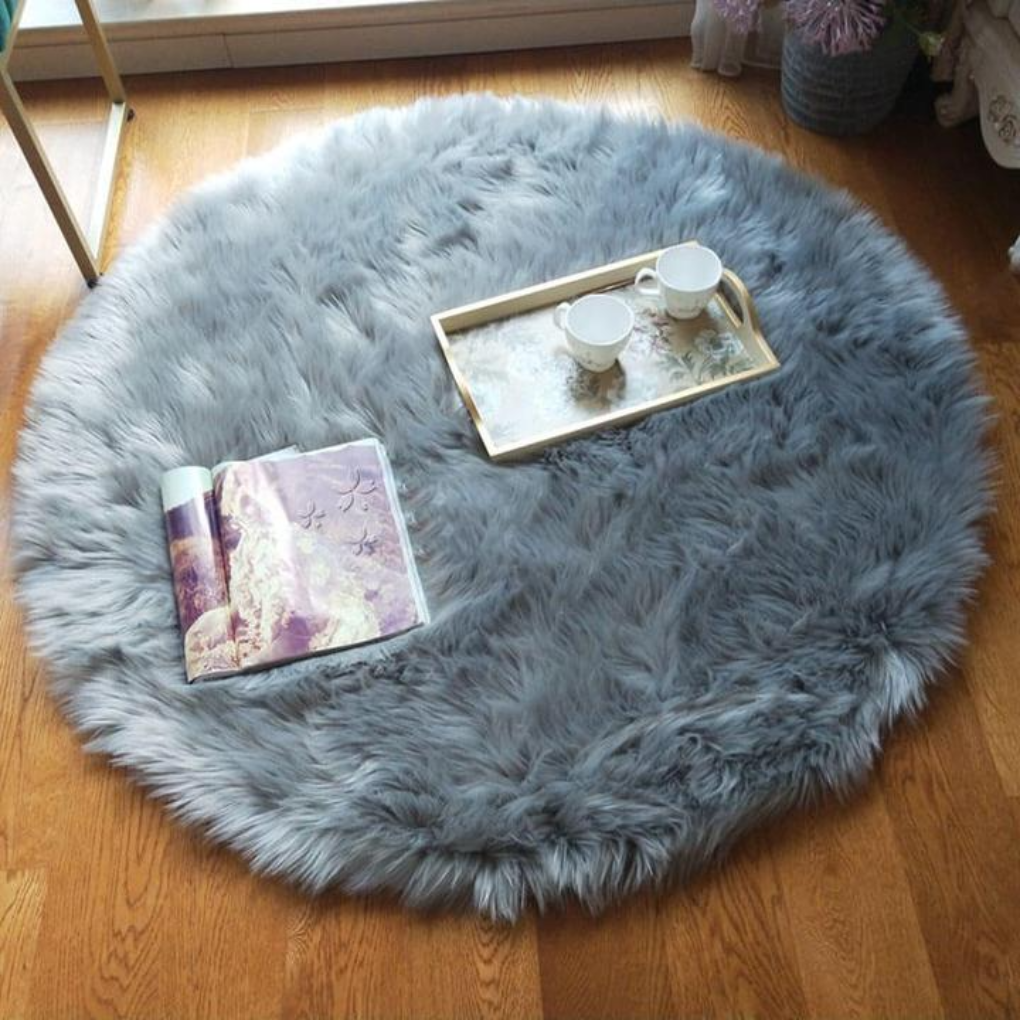 Plush Sheepskin Circular Floor Mat