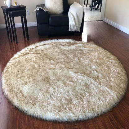 Plush Sheepskin Circular Floor Mat