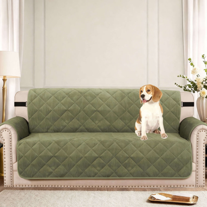 Plush Faux Leather Couch Protector