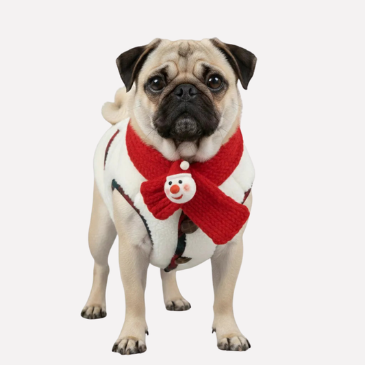 Warm Checked Cozy Dog Coat with Scarf - Peties