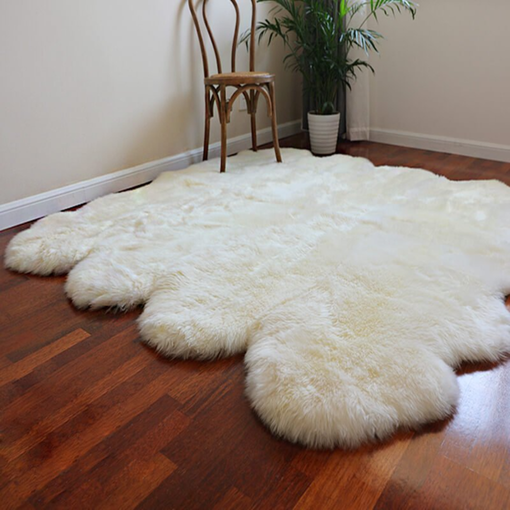 Plush Natural Sheepskin Floor Mat - Peties