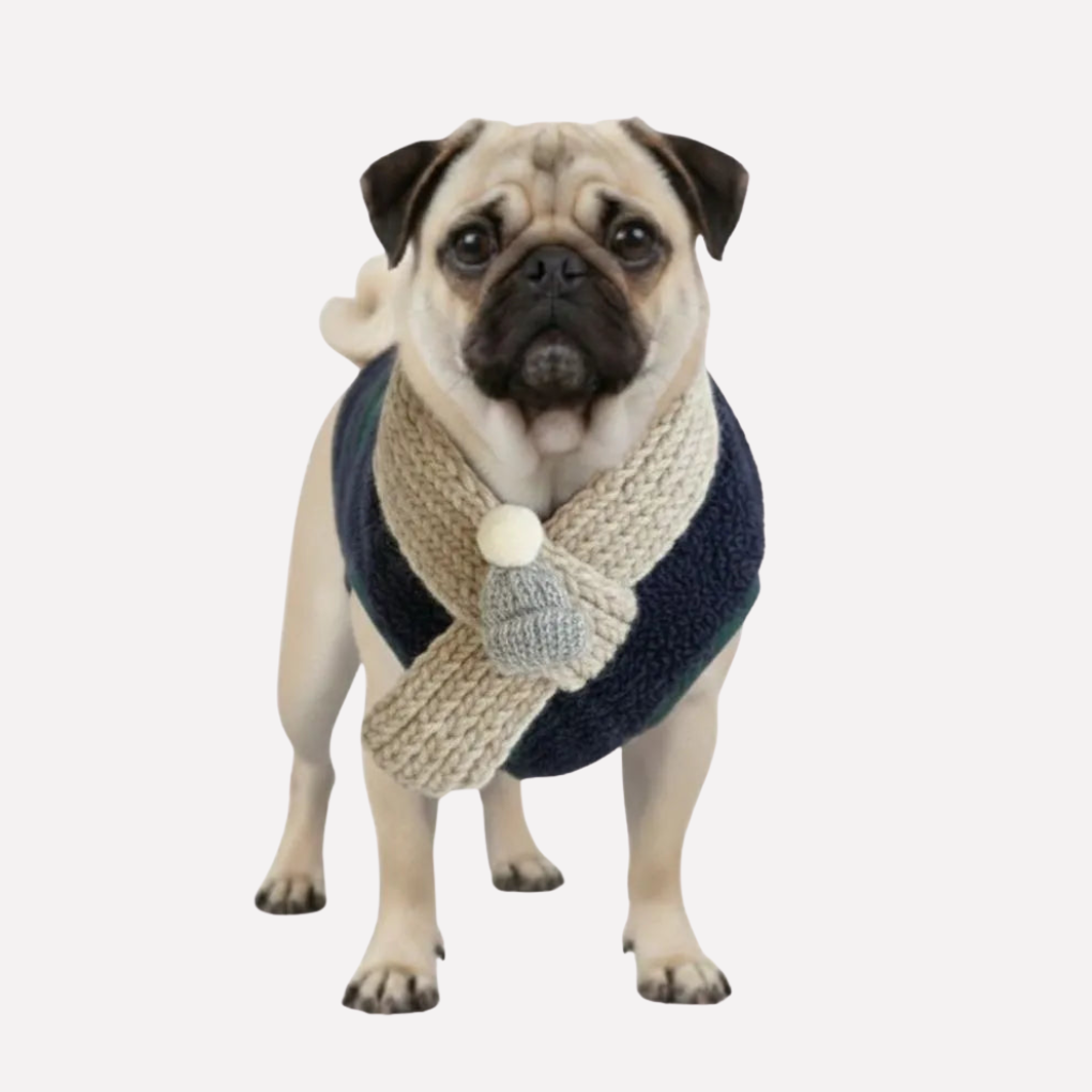 Warm Checked Cozy Dog Coat with Scarf