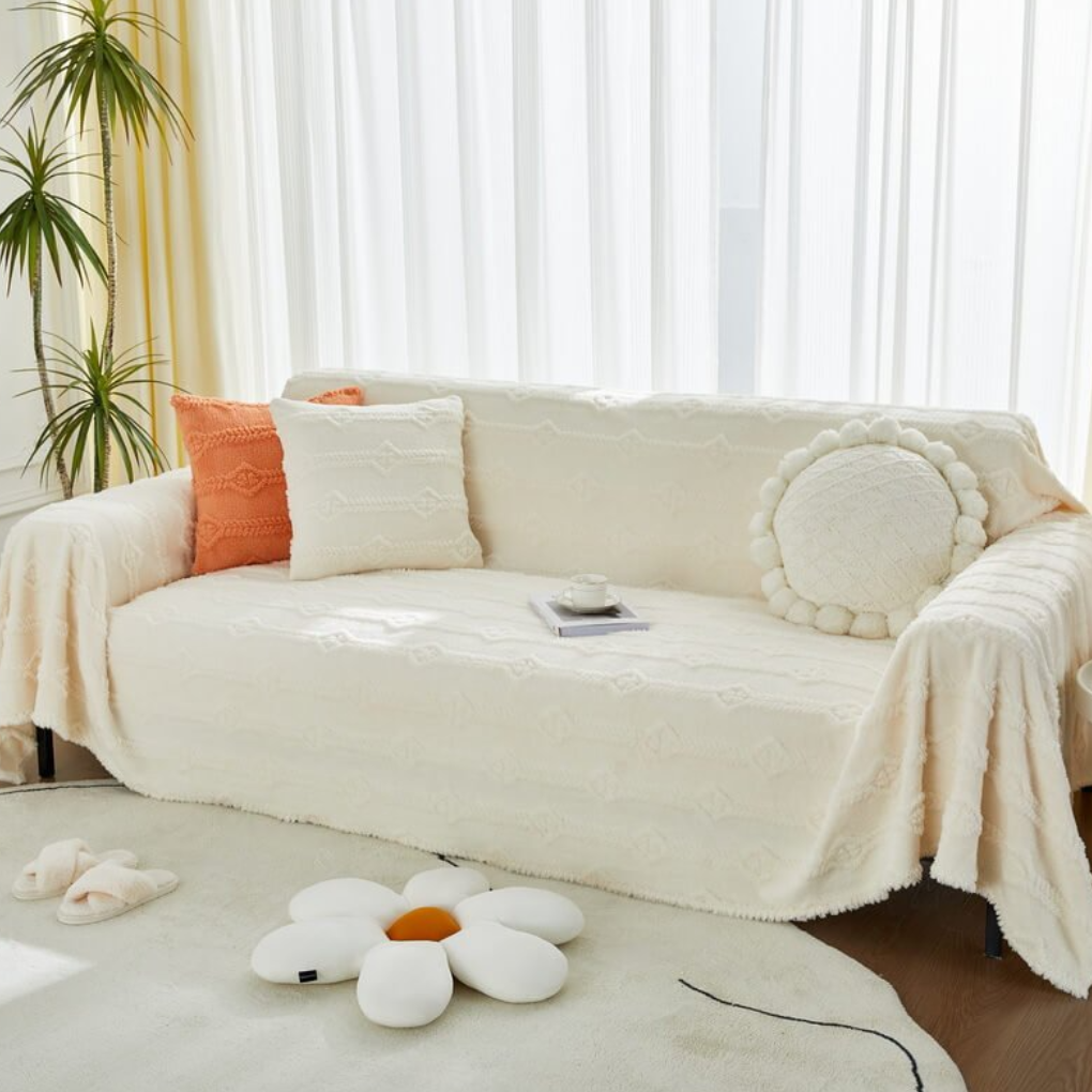 Plush Fuzzy Synthetic Fur Couch Cover - Peties