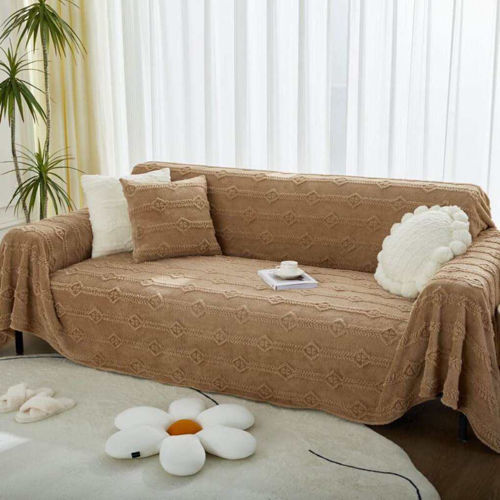 Plush Fuzzy Synthetic Fur Couch Cover