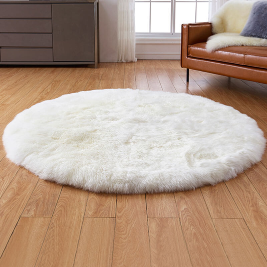 Plush Sheepskin Circular Floor Mat - Peties