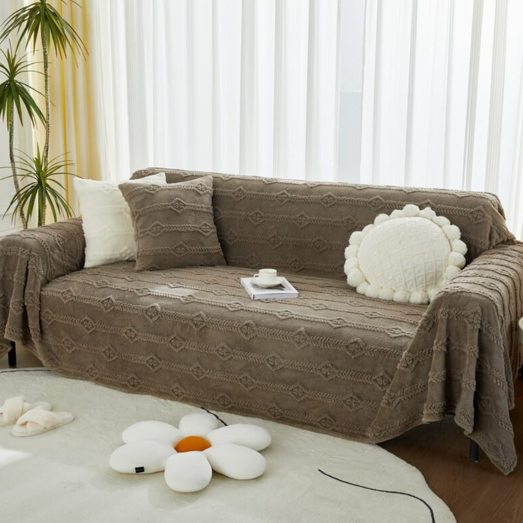 Plush Fuzzy Synthetic Fur Couch Cover