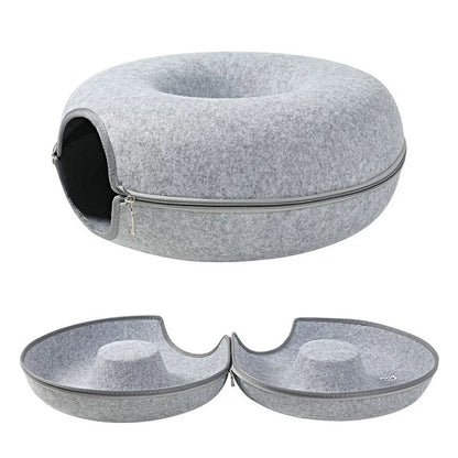 Donut Cat Bed House - Cat Tunnel Bed