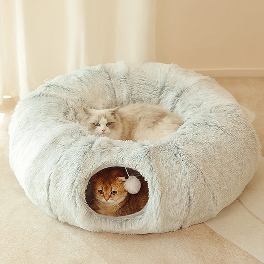Collapsible Cat Tunnel & Bed – Compact Pet House - Peties
