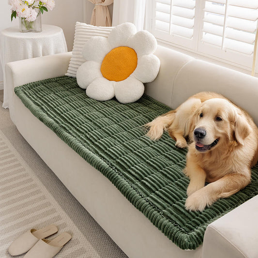 Plush Pet Sofa Protector | Comfortable, Grip & Machine Washable - Peties