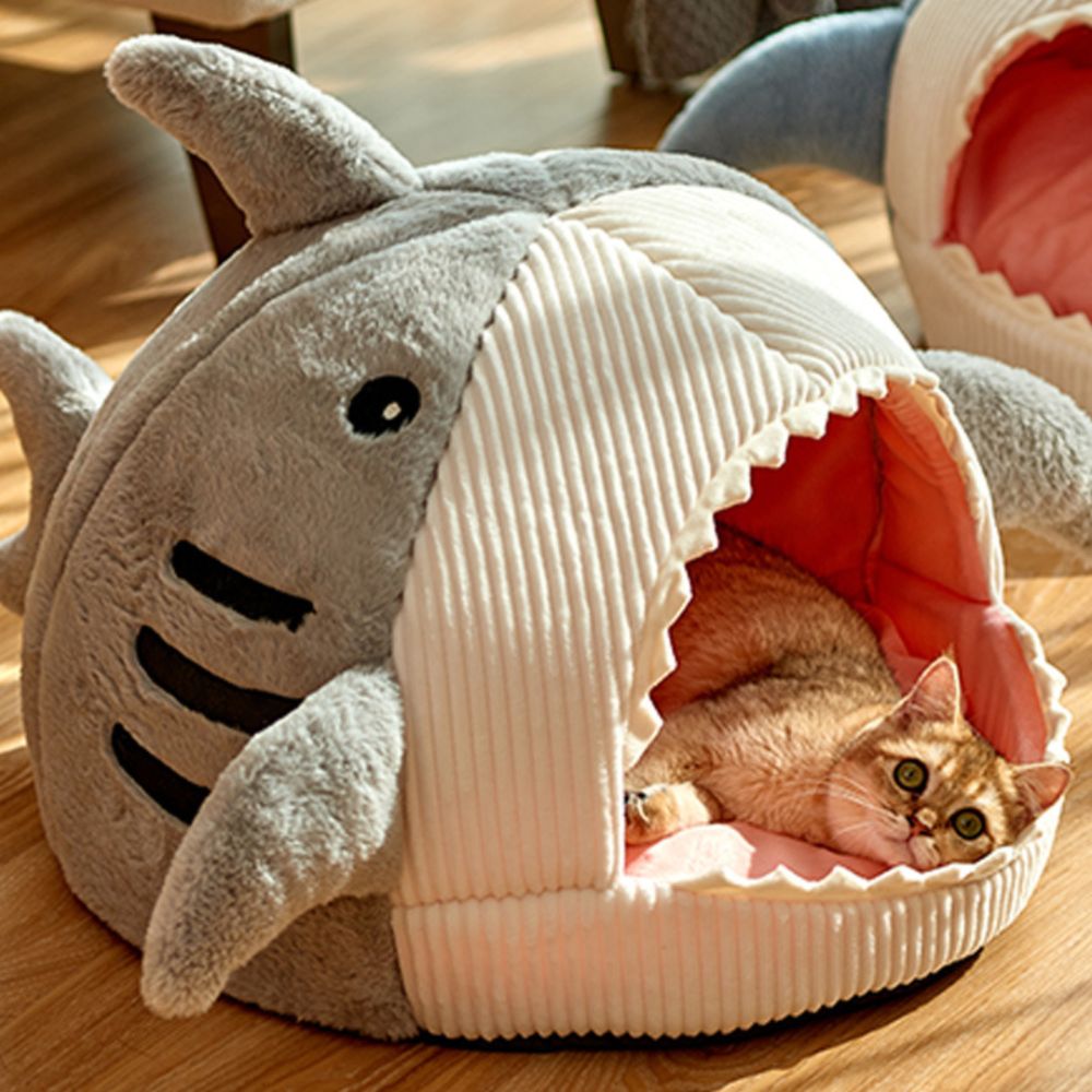 Shark Pet Bed – Warm Hideaway Cave for Kittens, Cats & Small Dogs