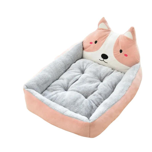 Warm Cartoon Dog Bed – Cozy Basket for Your Furry Friend