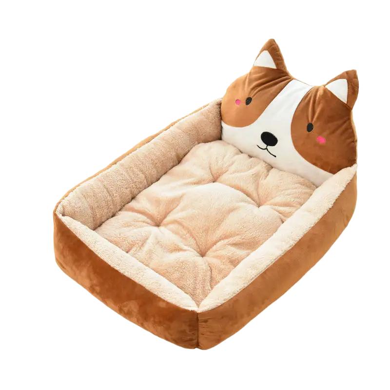 Warm Cartoon Dog Bed – Cozy Basket for Your Furry Friend