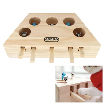 Wooden Cat Hunt Mouse Toy - Interactive Cat Toy