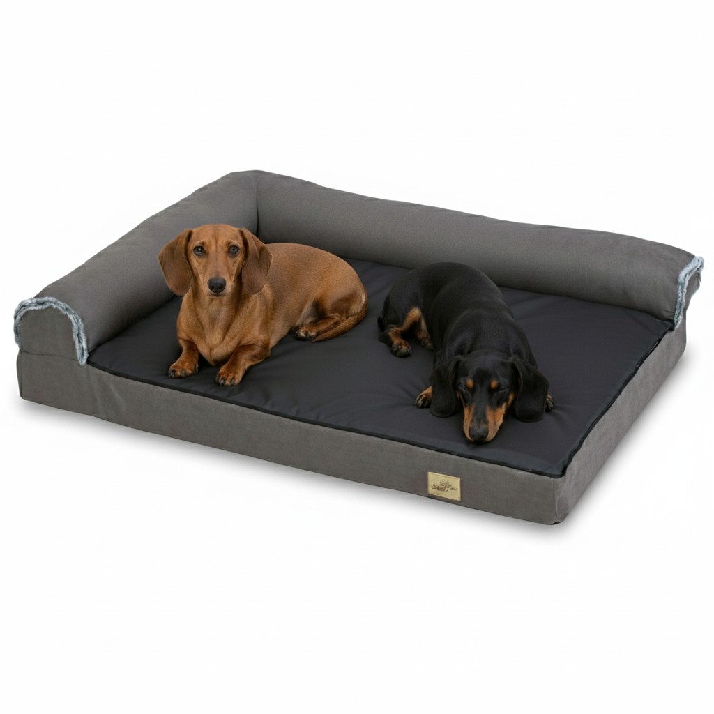 Comfortable Memory Foam Dog Bed with Supportive Bolster - Peties