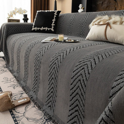 Plush Herringbone Soft Couch Slipcover