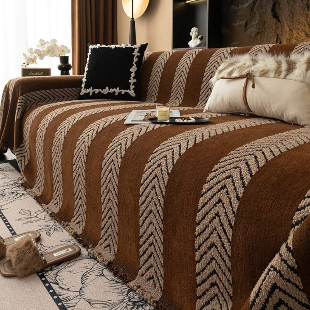 Plush Herringbone Soft Couch Slipcover