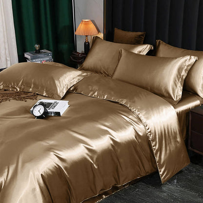 Soft Breathable Reversible Satin Bed Sheet Set