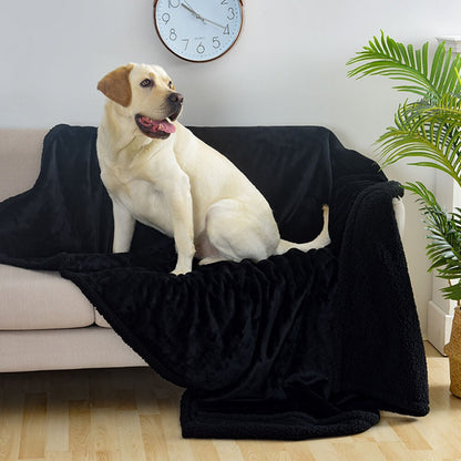 Warm Cozy Fleece Lined Dog Throw Blanket - Peties