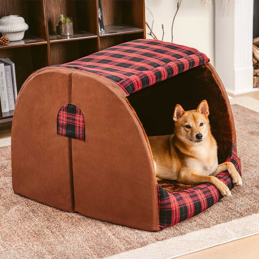 Traditional Checkered Pet Dog Bed