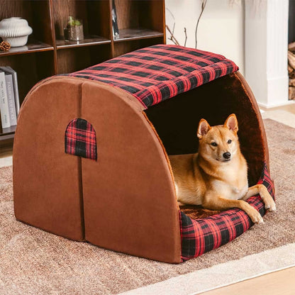 Traditional Checkered Pet Dog Bed