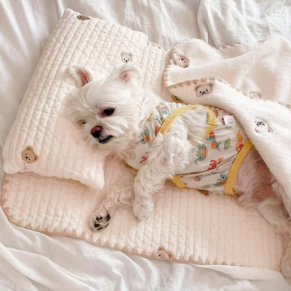 Colorful Dog Print Soft Pet Bedding Set - Peties