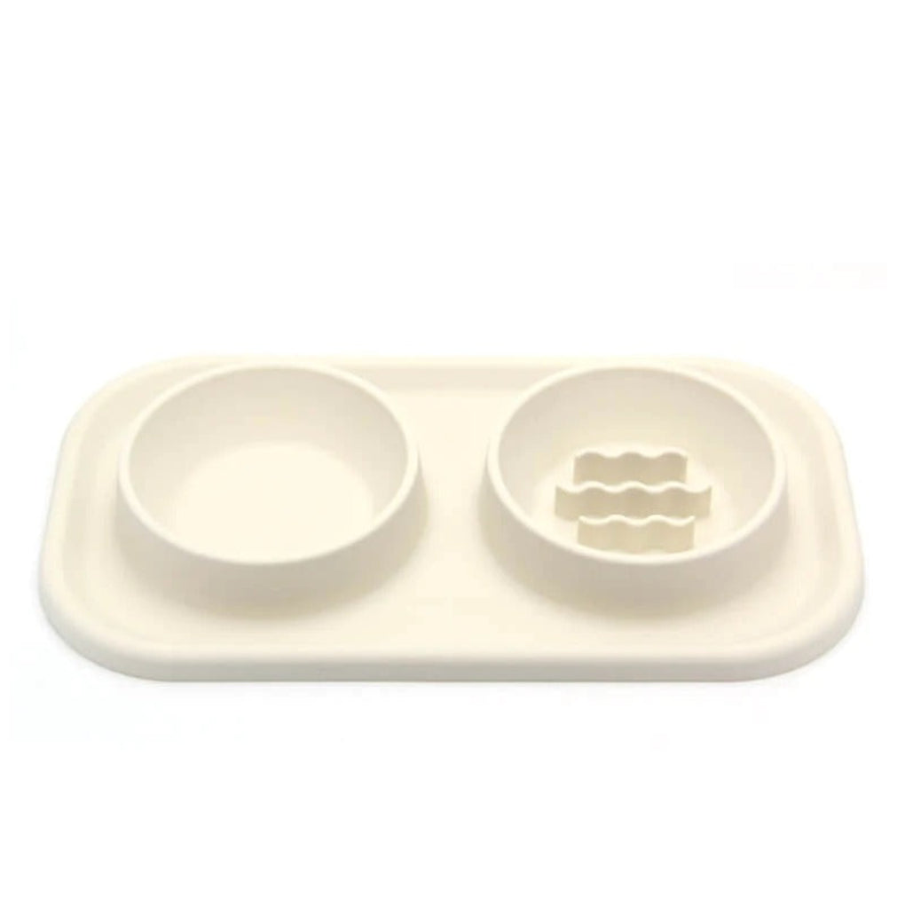 Easy Clean Double Dish Slow Feed Pet Bowl - Peties