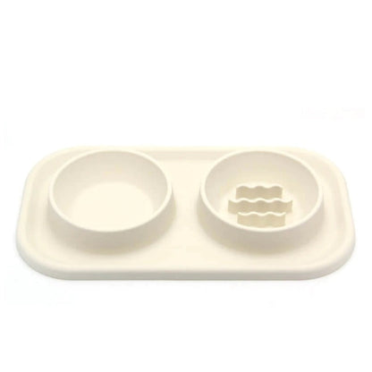 Easy Clean Double Dish Slow Feed Pet Bowl - Peties