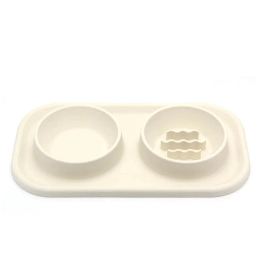 Easy Clean Double Dish Slow Feed Pet Bowl - Peties