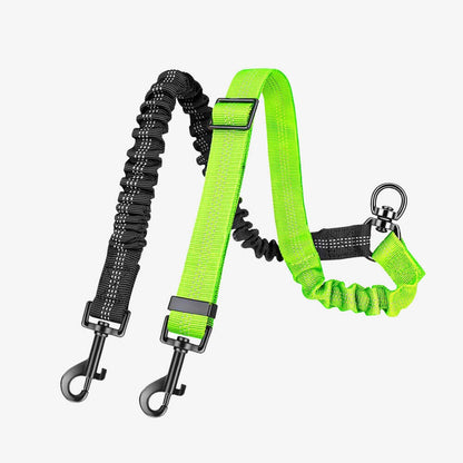 Comfortable Double Dog Leash with Bungee and Tangle Free Design