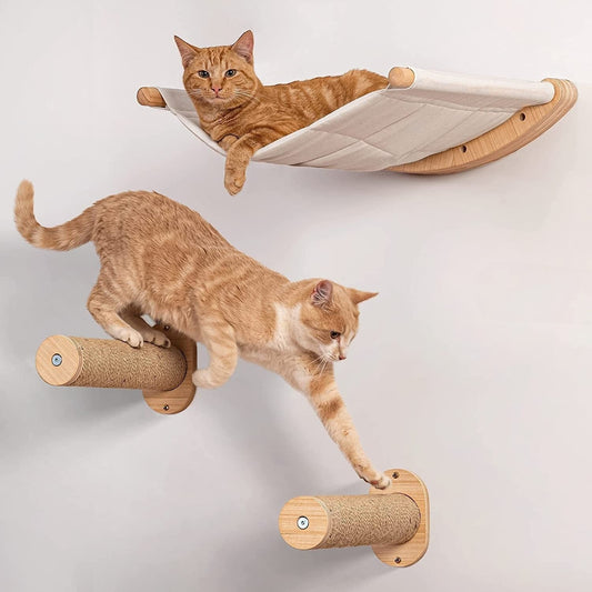 Space-Saving Cat Shelf with Hammock & Ladder - Peties