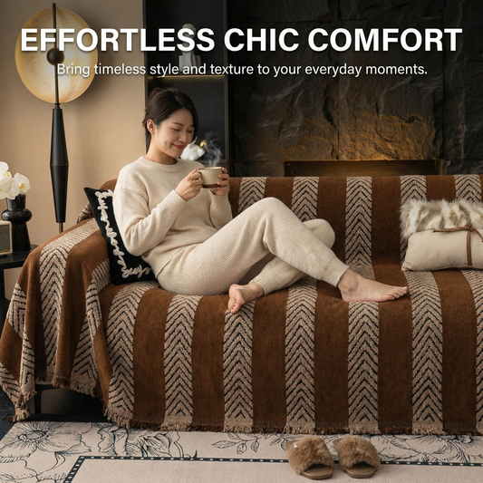 Large Monochrome Jacquard Sofa Blanket for Pet Protection