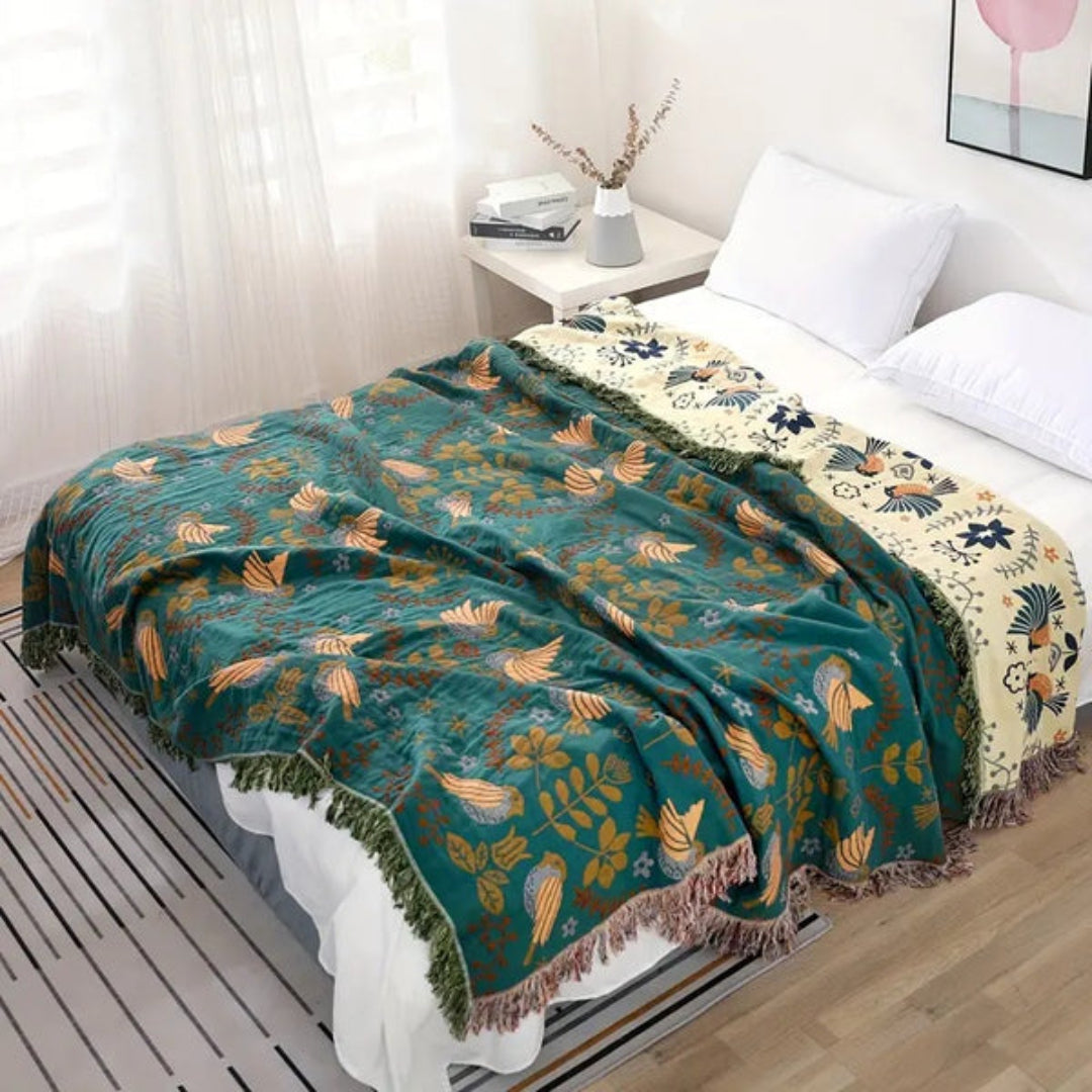 Colorful Nordic Bird Soft Blanket - Peties